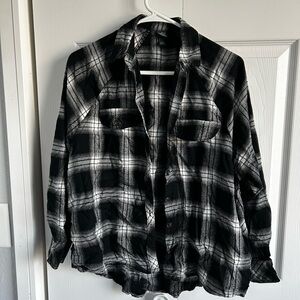 Black and White Plaid Button-Up Shirt